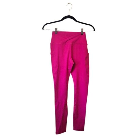 Never Broken Women's Bright Pink Crossover Leggings Size S NWT - Picture 1 of 5